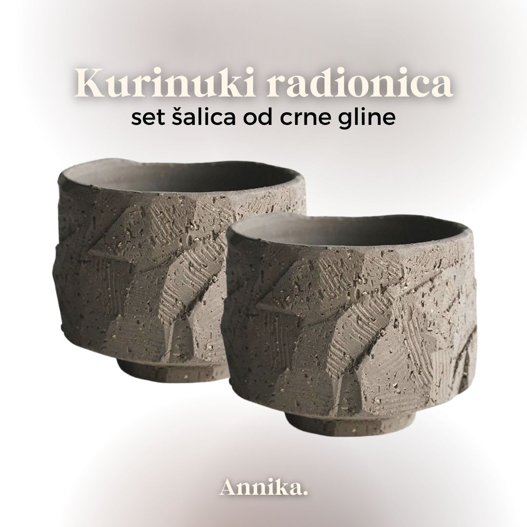 Kurinuki radionica - set šalica od crne gline - ZAGREB